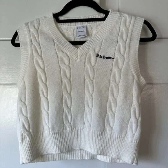 Urban Outfitters Sweaters Iets Frans Cropped White Cable Knit